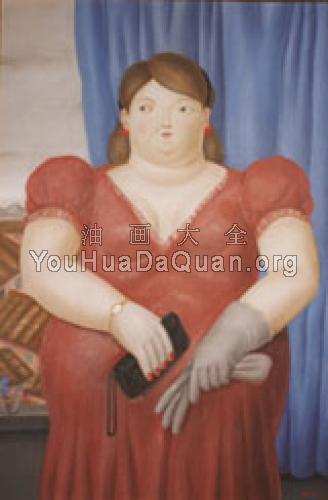 the girl with red dress at villa cortes - 费尔南多·博特罗